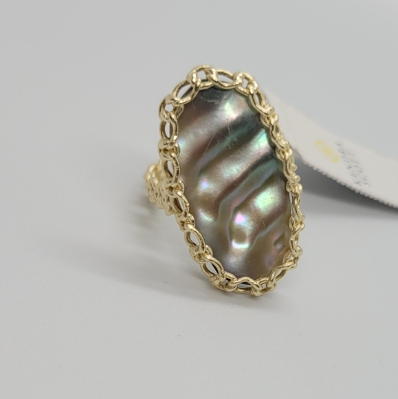 Kendra Scott Nude Abalone Macrame Ring Gold Size 7 - Picture 3 of 11